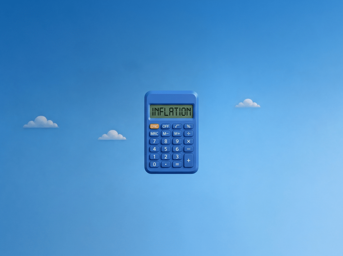C'est une calculette bleue avec écrit "inflation" dessus.