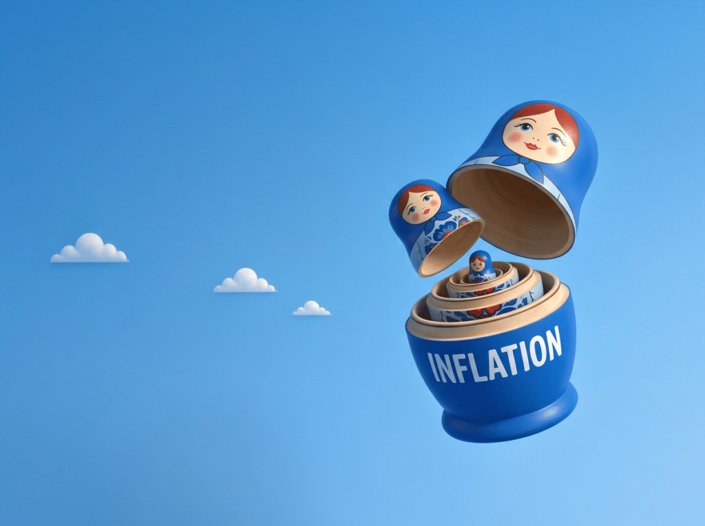 Des poupées russes imbriquaient les unes dans les autres avec écrit inflation dessus.